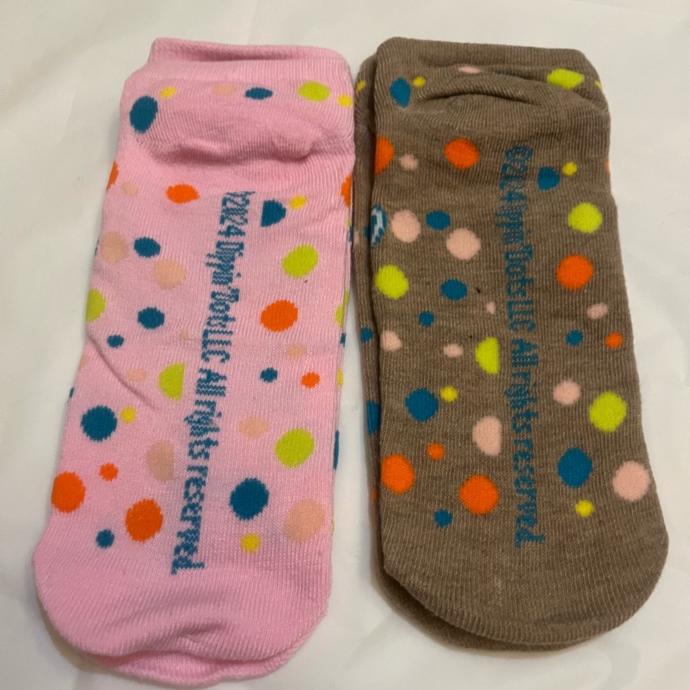 3/$18.00 Dippin' Dots Ladies 6PK No Show Socks - White with Colorful Dots - Picture 11 of 14